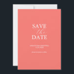Peach Save The Date Invitation<br><div class="desc">Announce your engagement with this minimal save the date card. It features a mix of classic and script typography in white over a solid peach background. Use the template fields to personalize with your name and wedding date. Even customize the colors to suit your desired wedding theme. Choose from a...</div>