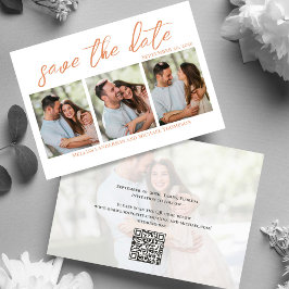 Peach Script Multi Foto Save the Date Hochzeit