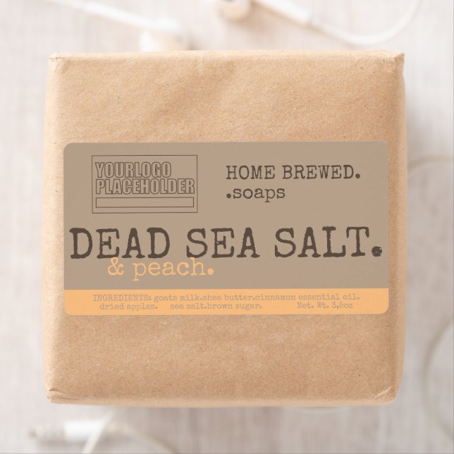 Peach Sea Salt Logo Rustikale Verpackung Vintager  (Insitu)