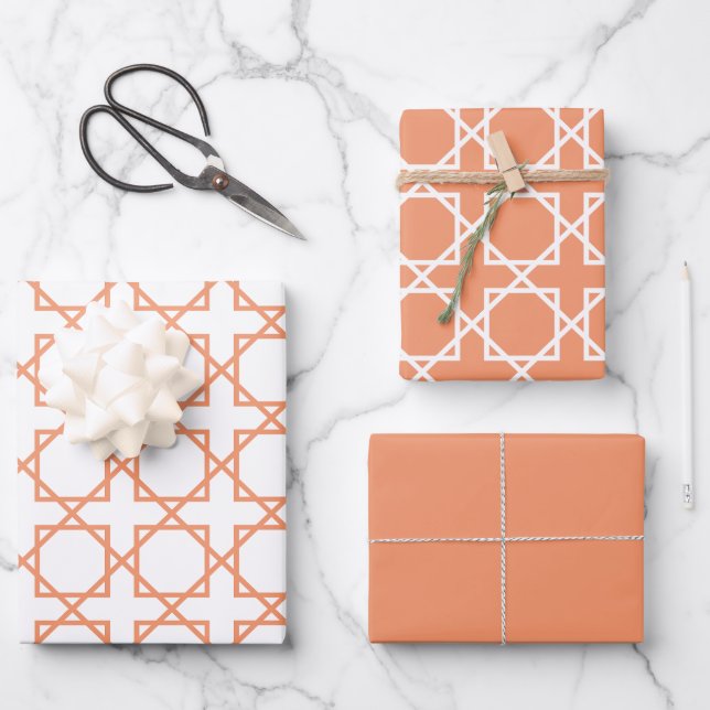 Peach Seamless Geometric Pattern Geschenkpapier Set (Vorderseite)