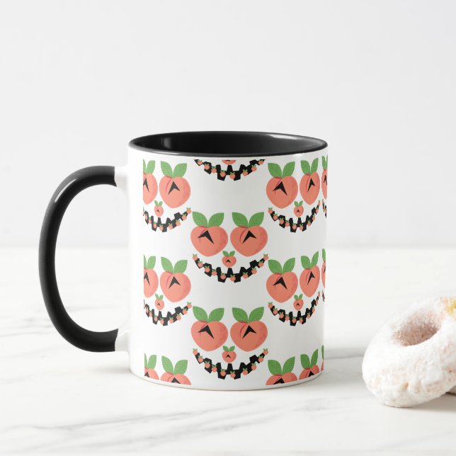 Peach Seamless Muster Tasse (Mit Donut)