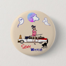 Peach Sexy Hexe Halloween Button