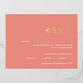 Peach Shimmer Folie Hochzeit RSVP Postkarte