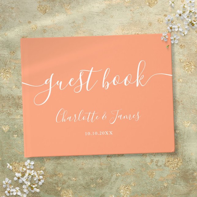 Peach Signature Script Wedding Gästebuch (Peach Signature Script Wedding Guest Book)