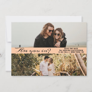 Peach Simple Script Two Foto Gallery QR CODE Save The Date