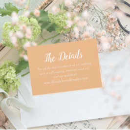 Peach Simple Style Wedding Details Begleitkarte