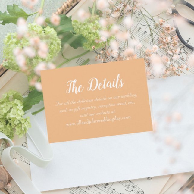Peach Simple Style Wedding Details Begleitkarte (In Situ Wedding)