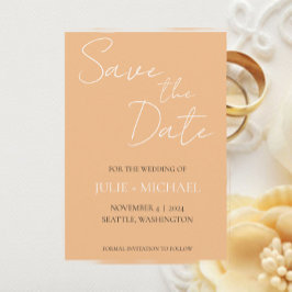 Peach Simple Style Wedding Save The Date