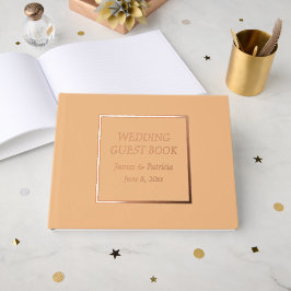 Peach Simple Stylized Letters Wedding Gästebuch
