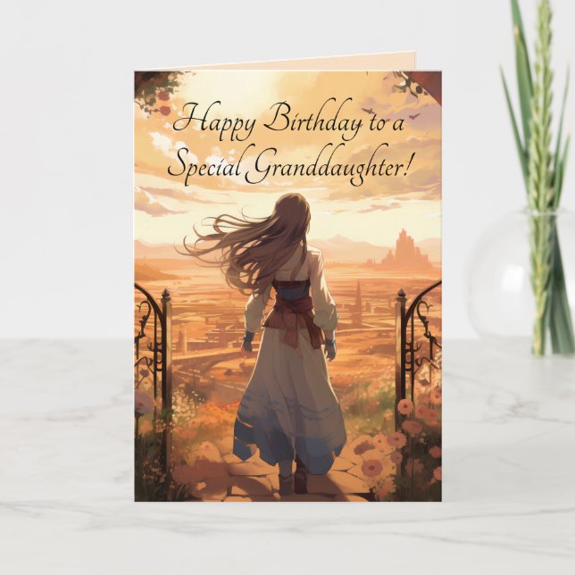 PEACH SKY GRANDAUGHTER BIRTHDAY CARD DANKESKARTE (Vorderseite)