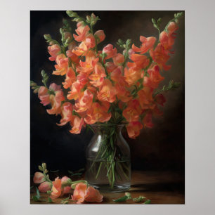 Peach Snapdragon Blume Art Print Poster