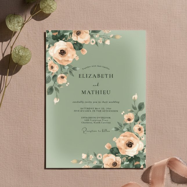 Peach Soft Bloom Wedding Einladung (Von Creator hochgeladen)