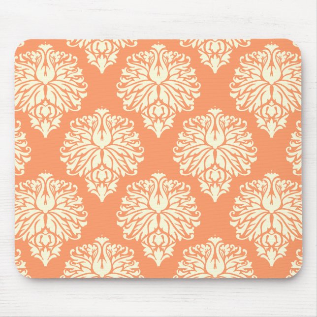 Peach Southern Hütte Damask Mousepad (Vorne)