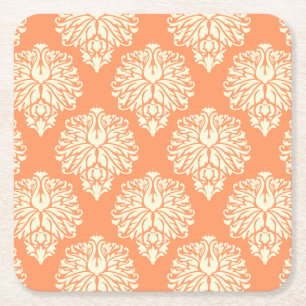 Peach Southern Hütte Damask Rechteckiger Pappuntersetzer
