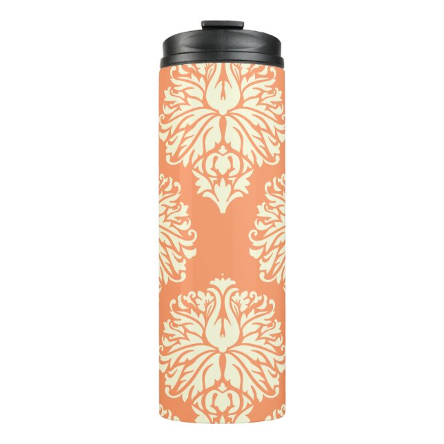 Peach Southern Hütte Damask Thermosbecher (Vorderseite)
