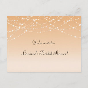 Peach Sparkle Lights Bridal Wedge Party Postkarte