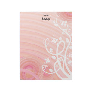 Peach Spirals, Filigree floral Art Custom Notizblock