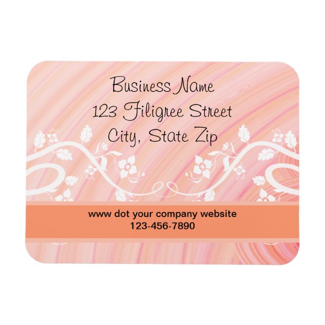 Peach Spirals, Filigree und Blume Custom Magnet (Horizontal)