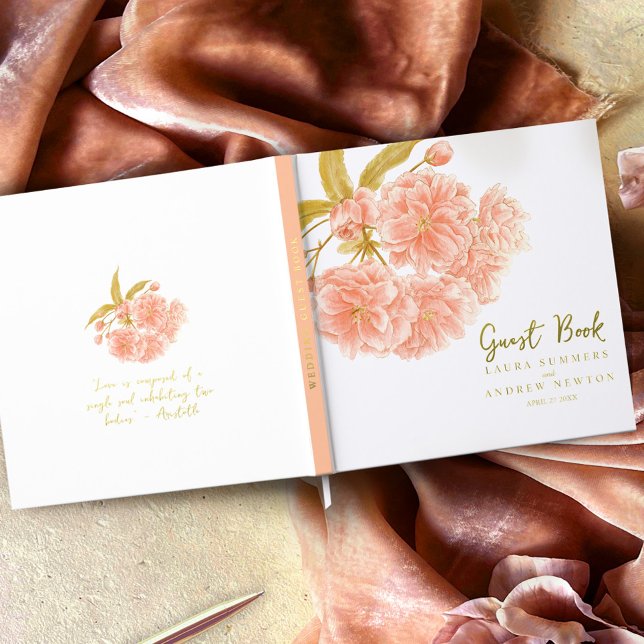 Peach spring blüte Blume Foil Gästebuch (Von Creator hochgeladen)