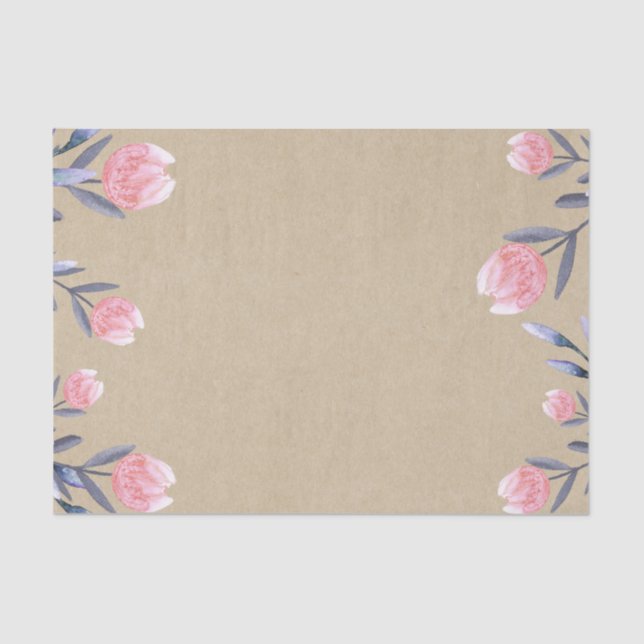 Peach Spring Watercolor Tulips Brautparty Party Seidenpapier (Vorderseite)