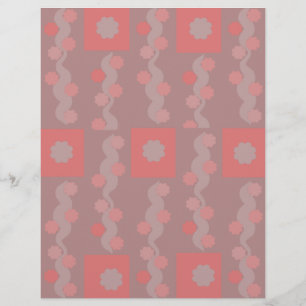 Peach Squigggle Blume Scrapbook Paper