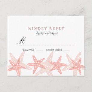 Peach Starfish Beach Wedding UAWG RSVP Karte