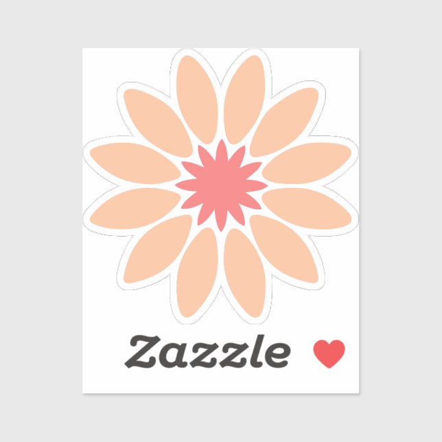 Peach Stilized Daisy Custom-Cut Vinyl Sticker (Blatt)