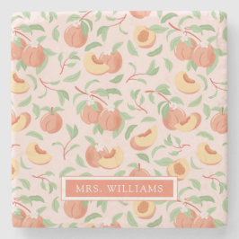 Peach Stone Frucht Personalisiert Stone Untersetze Steinuntersetzer