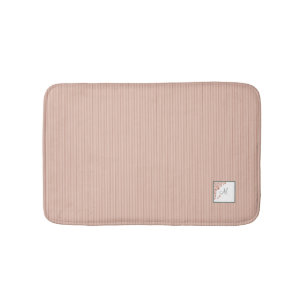 Peach Strip Terracotta Butterfly Script Monogram Badematte