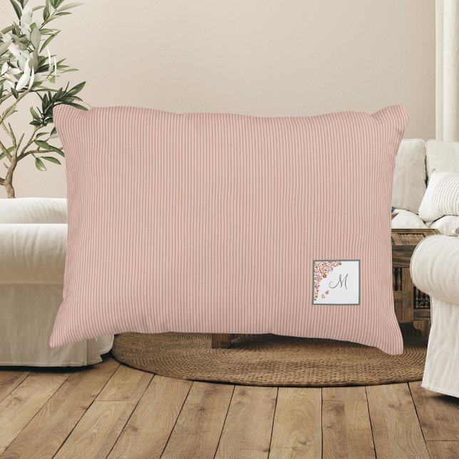 Peach Strip Terracotta Butterfly Script Monogram Dekokissen (Von Creator hochgeladen)