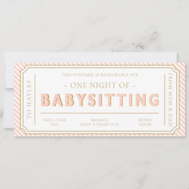 Peach Stripe Babysitting Gutscheinkarte Einladung
