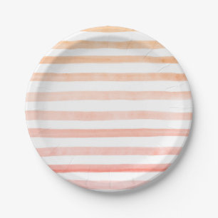 Peach Stripes Wasserfarbe Pappteller