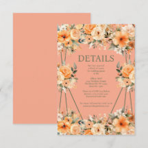 Peach Summer Wedding Details Eintrittskarte