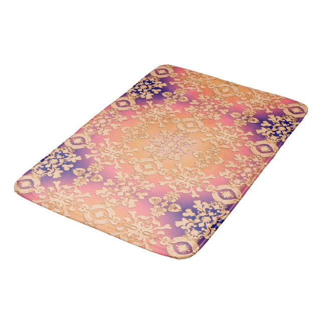 Peach Sunset Royal Damask Badematte (Schrägansicht)