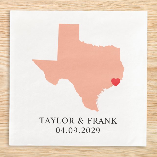 Peach Texas Wedding Serviette (Peach Texas Wedding Paper Dinner Napkins)
