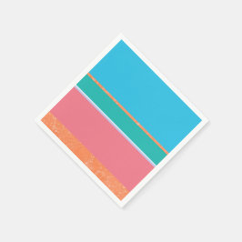 Peach Texture with Coral and Aquamarin Stripes Serviette