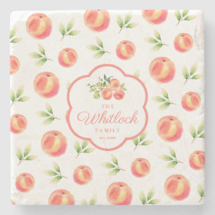 Peach Theme Personalisierter Familienname Steinuntersetzer