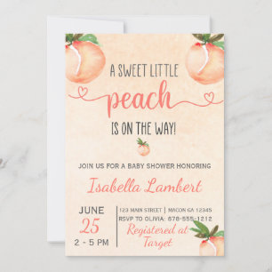 Peach Themed Baby Dusche Einladung