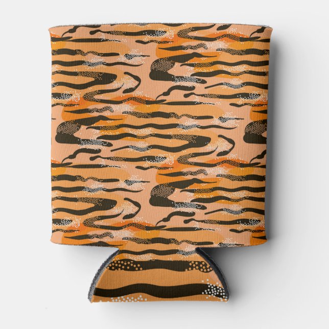 Peach Tiger Stripe Muster Dosenkühler (Vorderseite)
