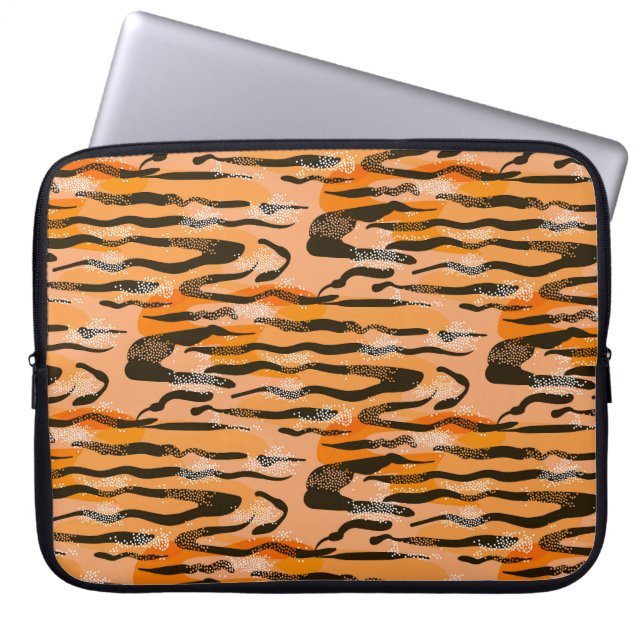 Peach Tiger Stripe Muster Laptopschutzhülle (Vorderseite)