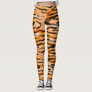 Peach Tiger Stripe Muster Leggings