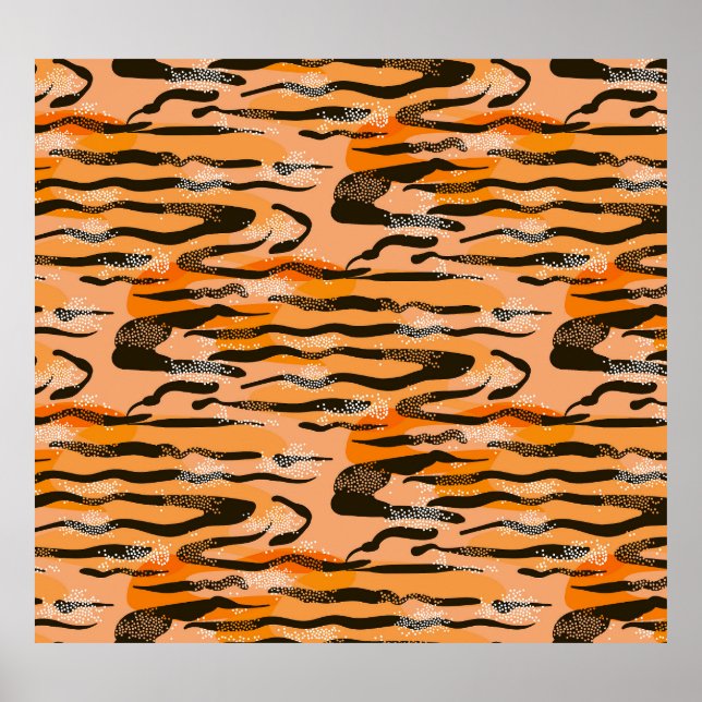 Peach Tiger Stripe Muster Poster (Vorne)