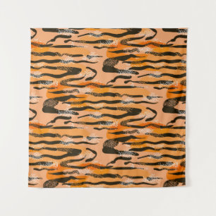 Peach Tiger Stripe Muster Wandteppich