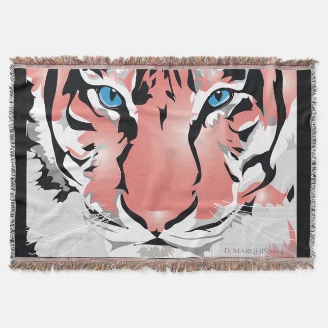 PEACH TIGER THROW BLANKET DECKE (Vorderseite)