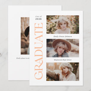 Peach Trendy Serif Multiple Foto Abschluss Ankündigung