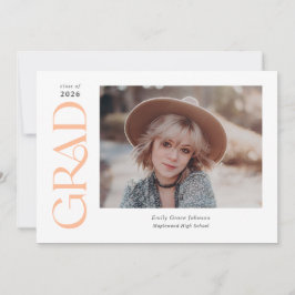 Peach Trendy Serif Zwei Fotos Abschluss Ankündigung