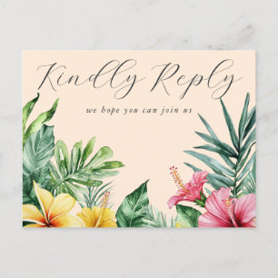 Peach Tropical Floral Song Request UAWG Postcard Einladungspostkarte