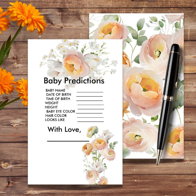 Peach Tulip Blooms Baby Shower Predictions Spiel (Von Creator hochgeladen)