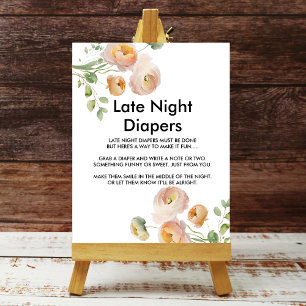 Peach tulip blooms Late Night Diaper Sign  Poster