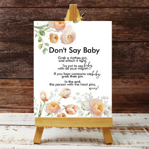 Peach Tulip Blooms Shhh Say Baby Game nicht Poster